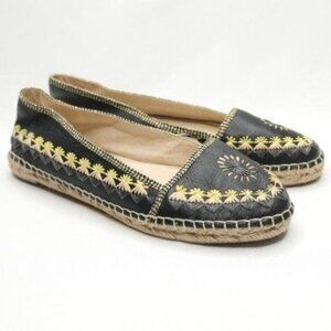 House of Harlow 1960 Kole Women's Size 36 Black Leather Boho Embroidered Flats